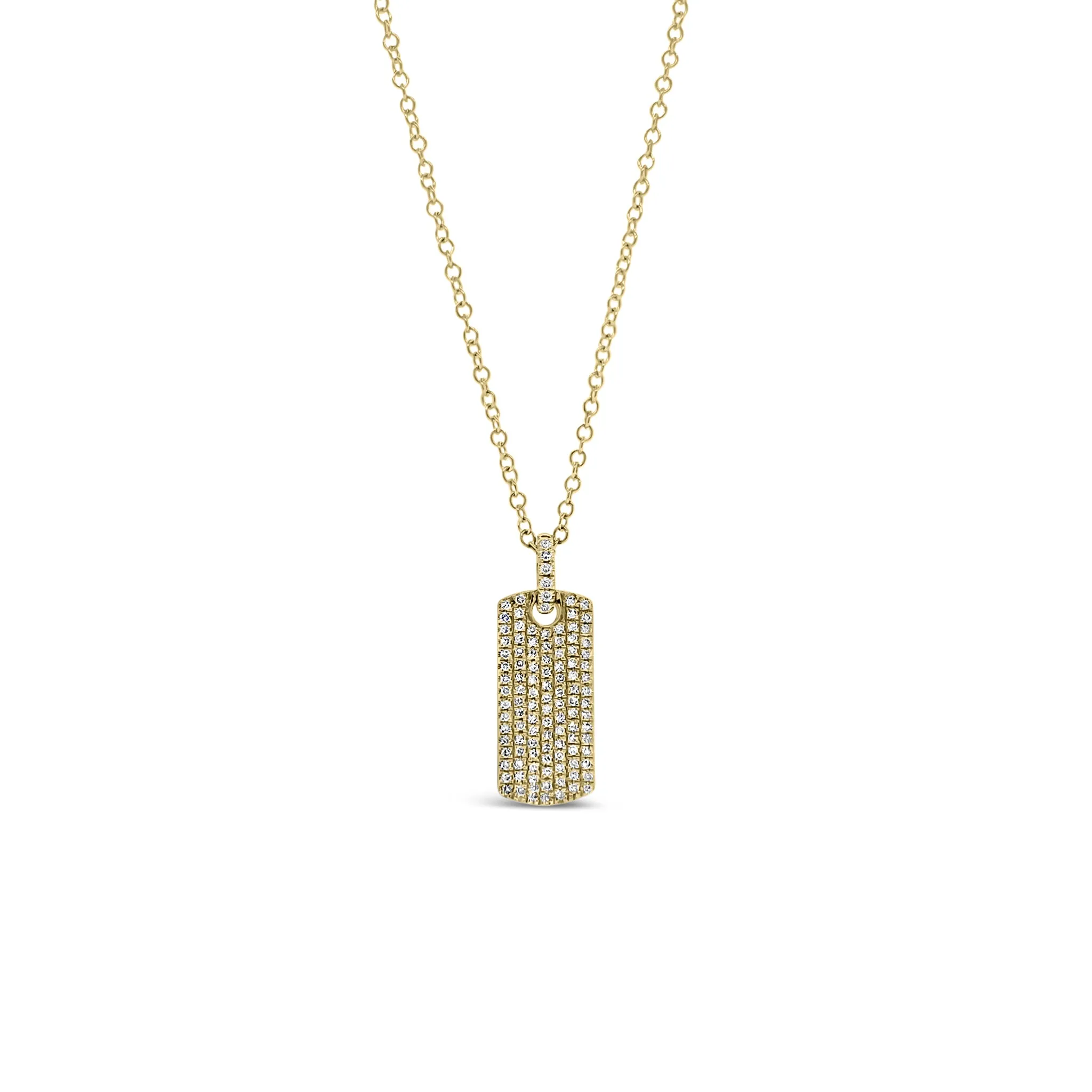 Diamond Dog Tag Necklace with Diamond Bail