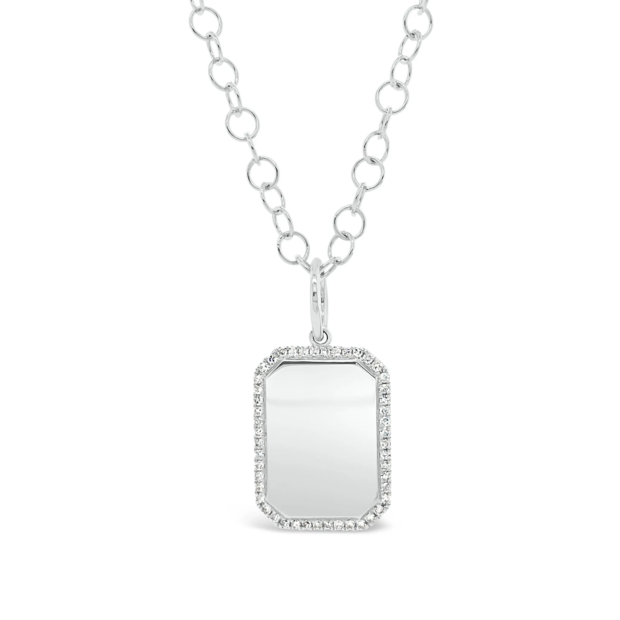 Diamond Frame Dog Tag Charm