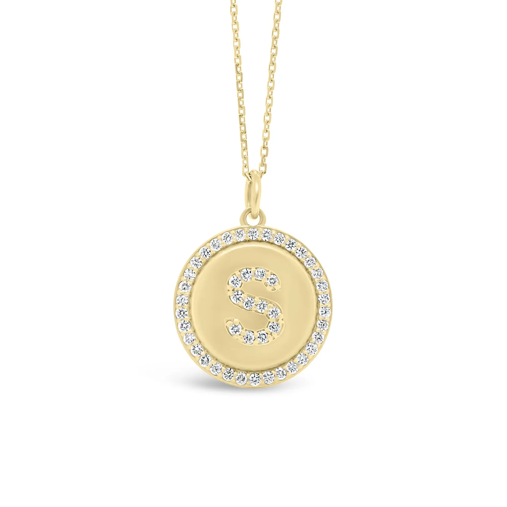 Diamond Initial Disc Pendant Necklace