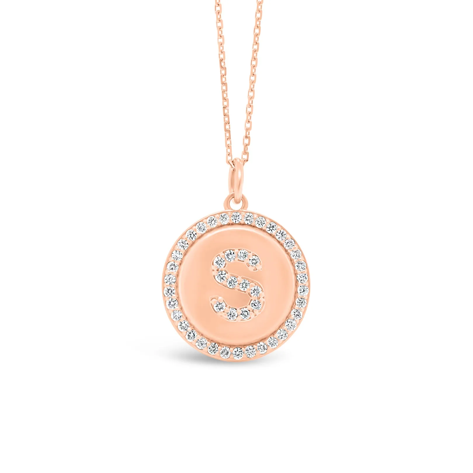 Diamond Initial Disc Pendant Necklace