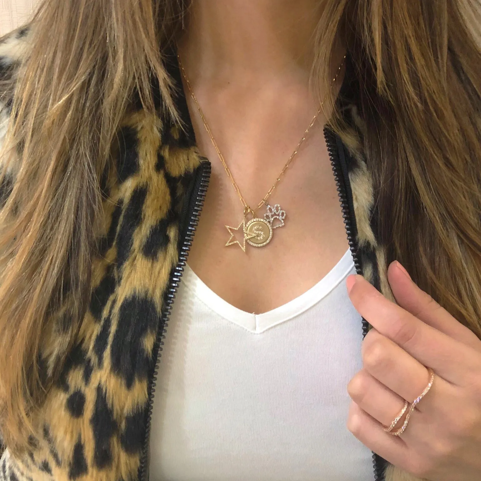 Diamond Initial Disc Pendant Necklace