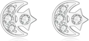 Diamond Moon and Star Stud Earrings for Women 925 Sterling Silver Lab Grown Diamond Jewelry Gifts
