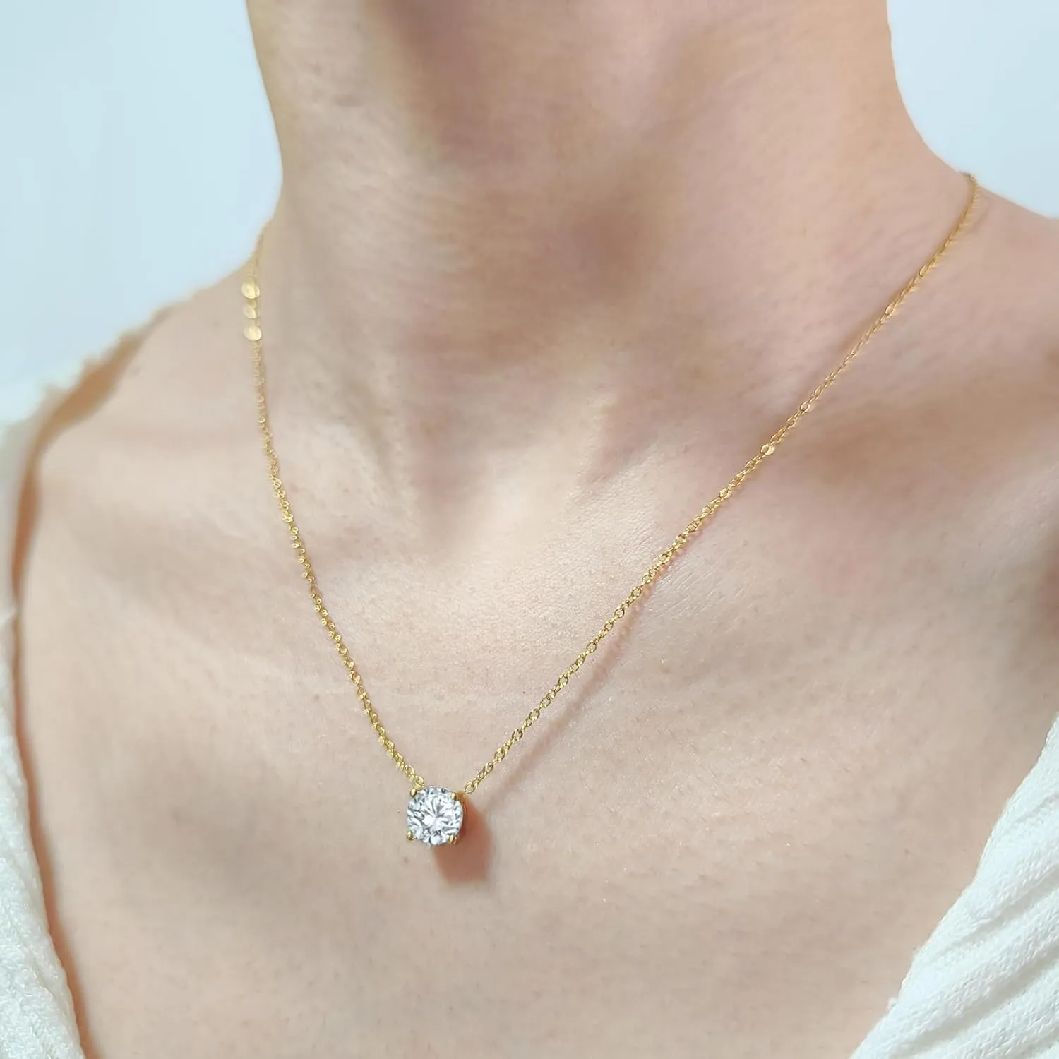 Diamond Necklaces for Women,18K Gold Plated Crystal Solitaire CZ Dainty Choker Necklace Gold Necklaces for Women Jewelry Gifts