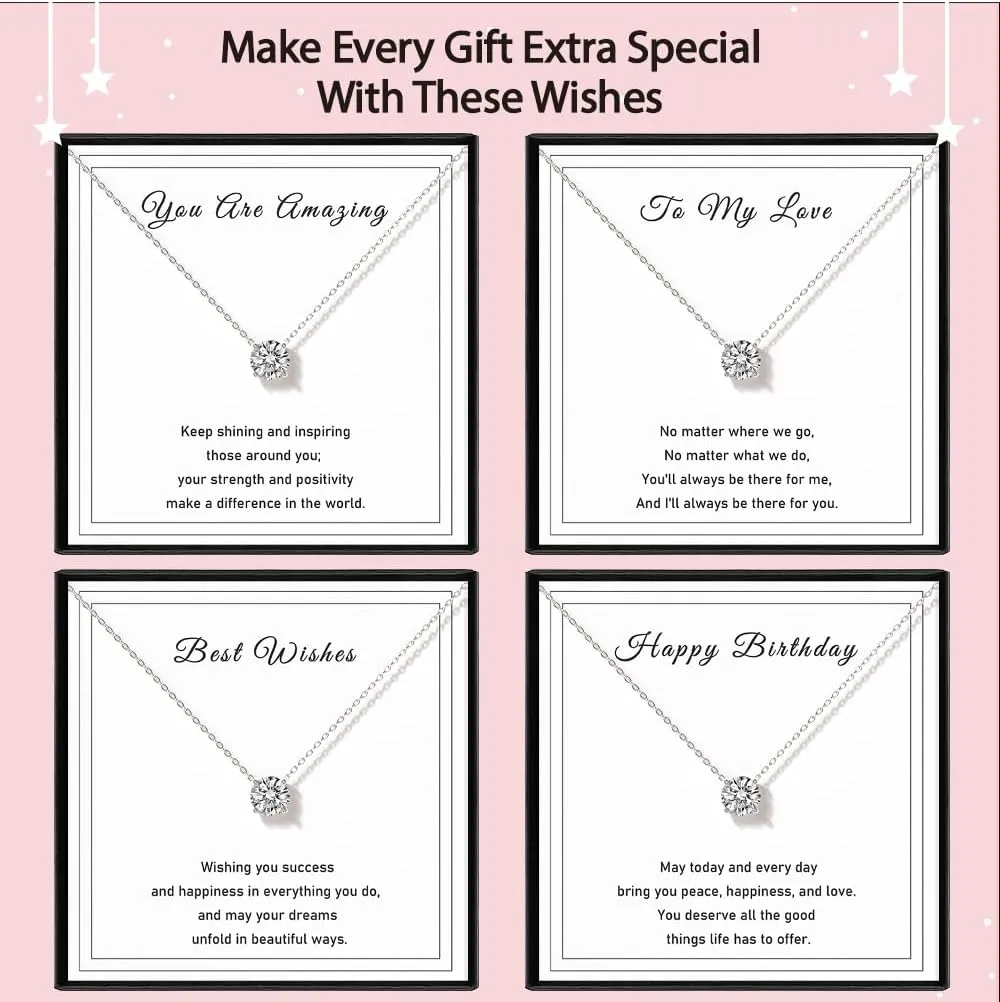 Diamond Necklaces for Women,18K Gold Plated Crystal Solitaire CZ Dainty Choker Necklace Gold Necklaces for Women Jewelry Gifts