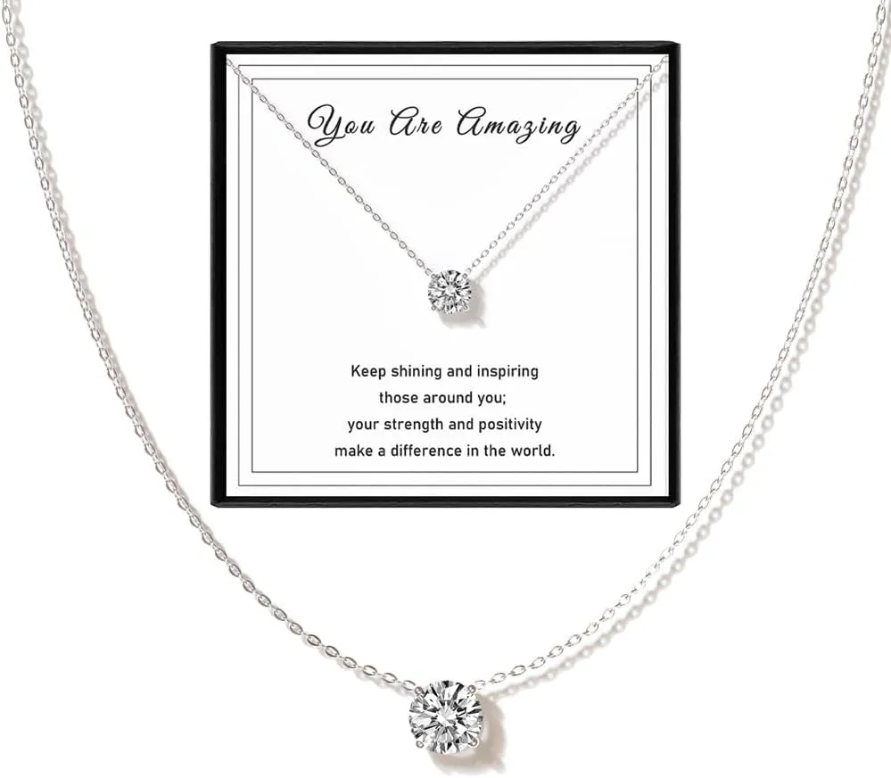 Diamond Necklaces for Women,18K Gold Plated Crystal Solitaire CZ Dainty Choker Necklace Gold Necklaces for Women Jewelry Gifts