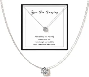 Diamond Necklaces for Women,18K Gold Plated Crystal Solitaire CZ Dainty Choker Necklace Gold Necklaces for Women Jewelry Gifts