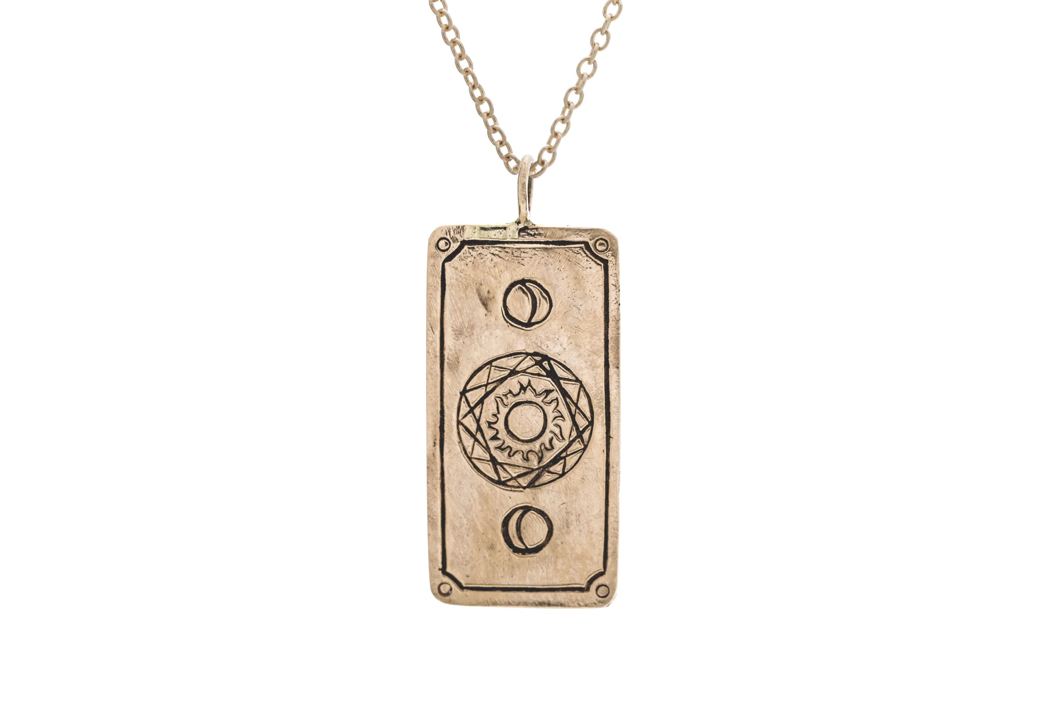 Diamond Wheel of Fortune Tarot Card Necklace