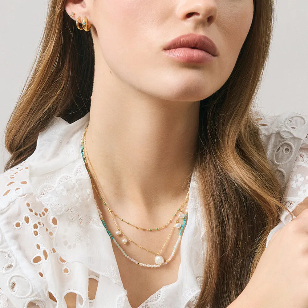 Dianna Stone Necklace Sterling Silver - Gold