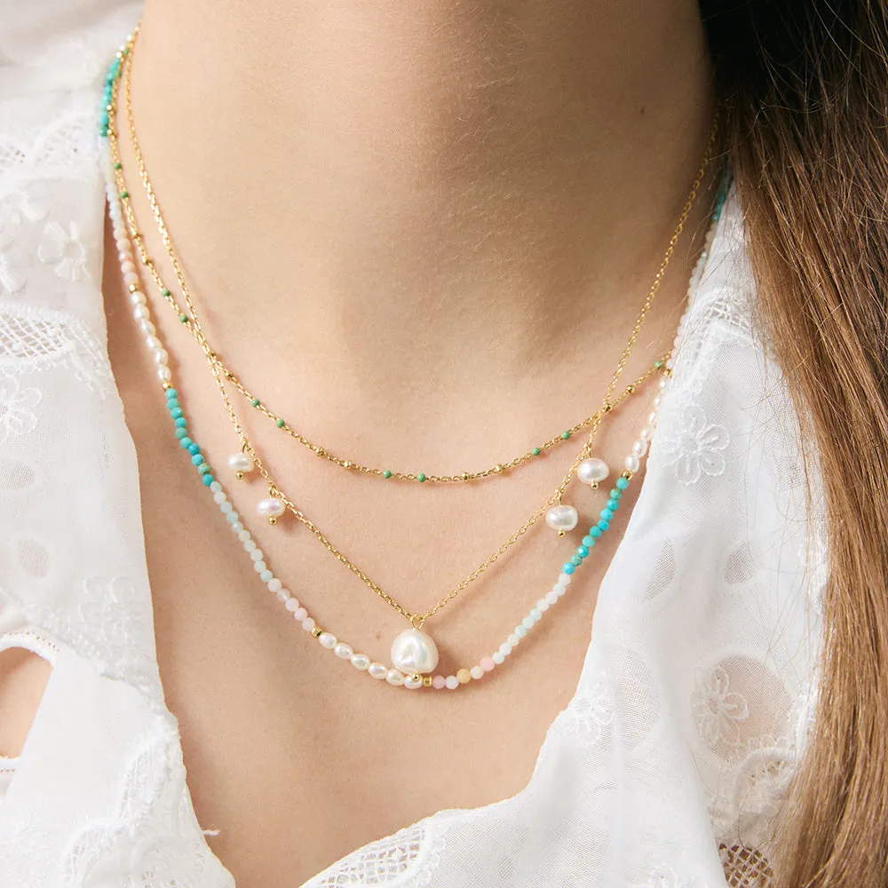 Dianna Stone Necklace Sterling Silver - Gold