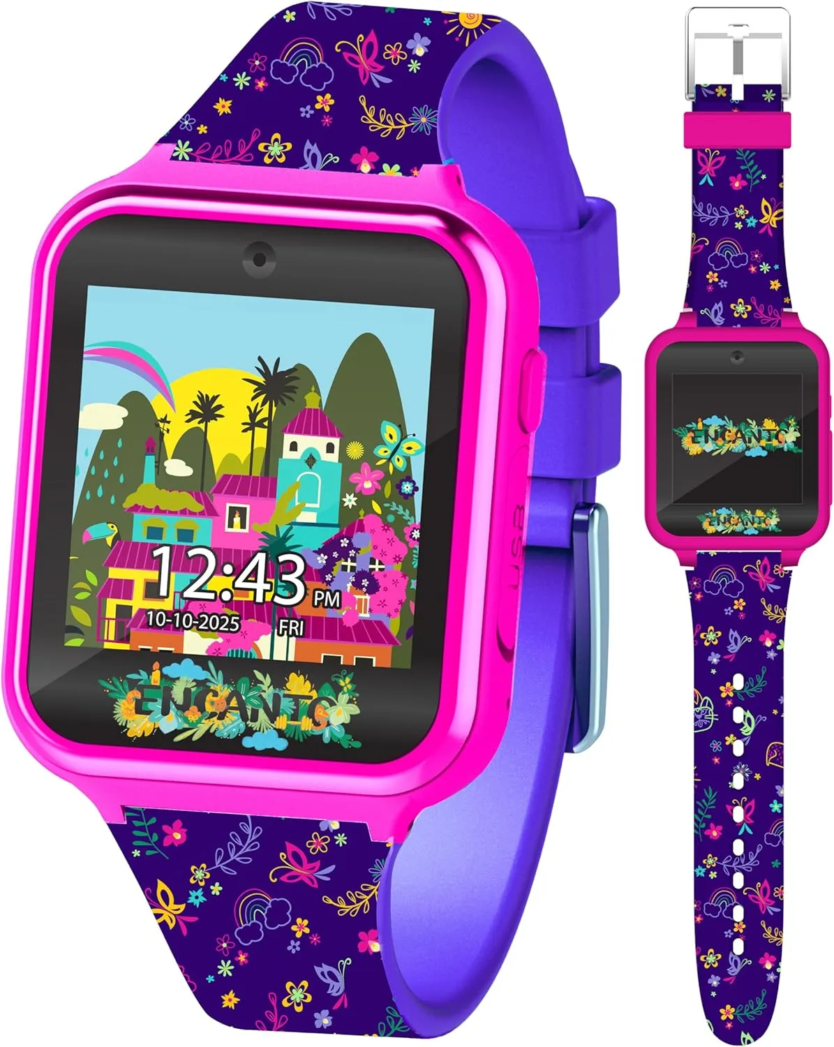 Disney Encanto Kids Smartwatch  Interactive Touchscreen with Games, Camera, Calculator & Fitness Tracker  10 Watch Faces & Wallpapers  Adjustable Fit for Wrist Sizes 5.5"-8"