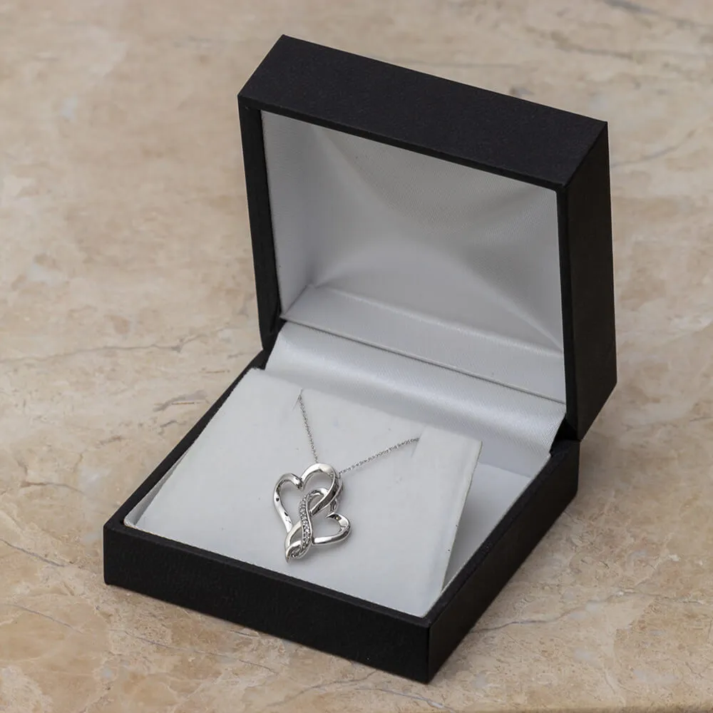 Double Heart Infinity Necklace, Silver