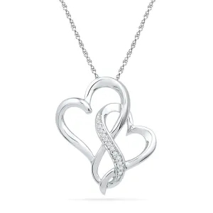 Double Heart Infinity Necklace, Silver