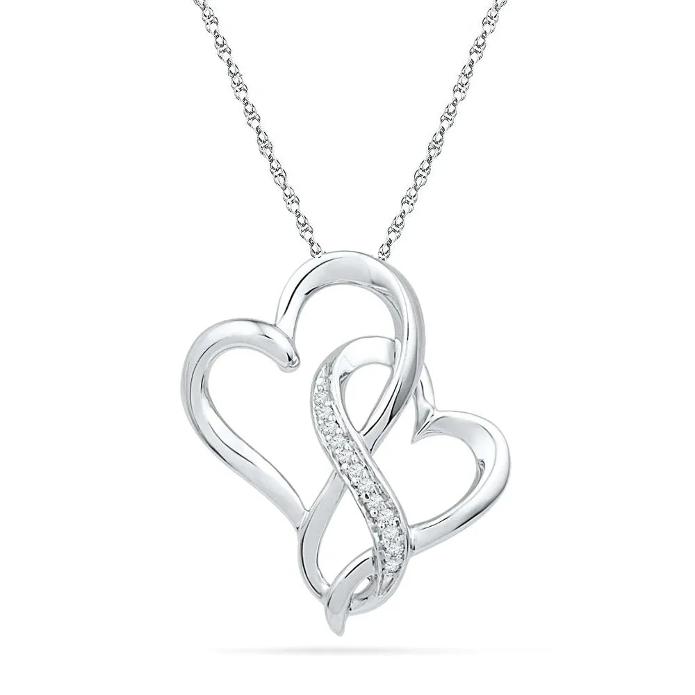 Double Heart Infinity Necklace, Silver