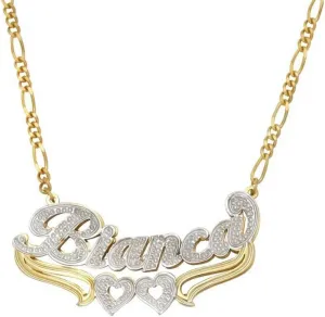Double Plated Name Necklace Two Tone Custom Name Necklace Personalized 18K Gold Plated Nameplate Necklace Jewelry Gift for Women Girls