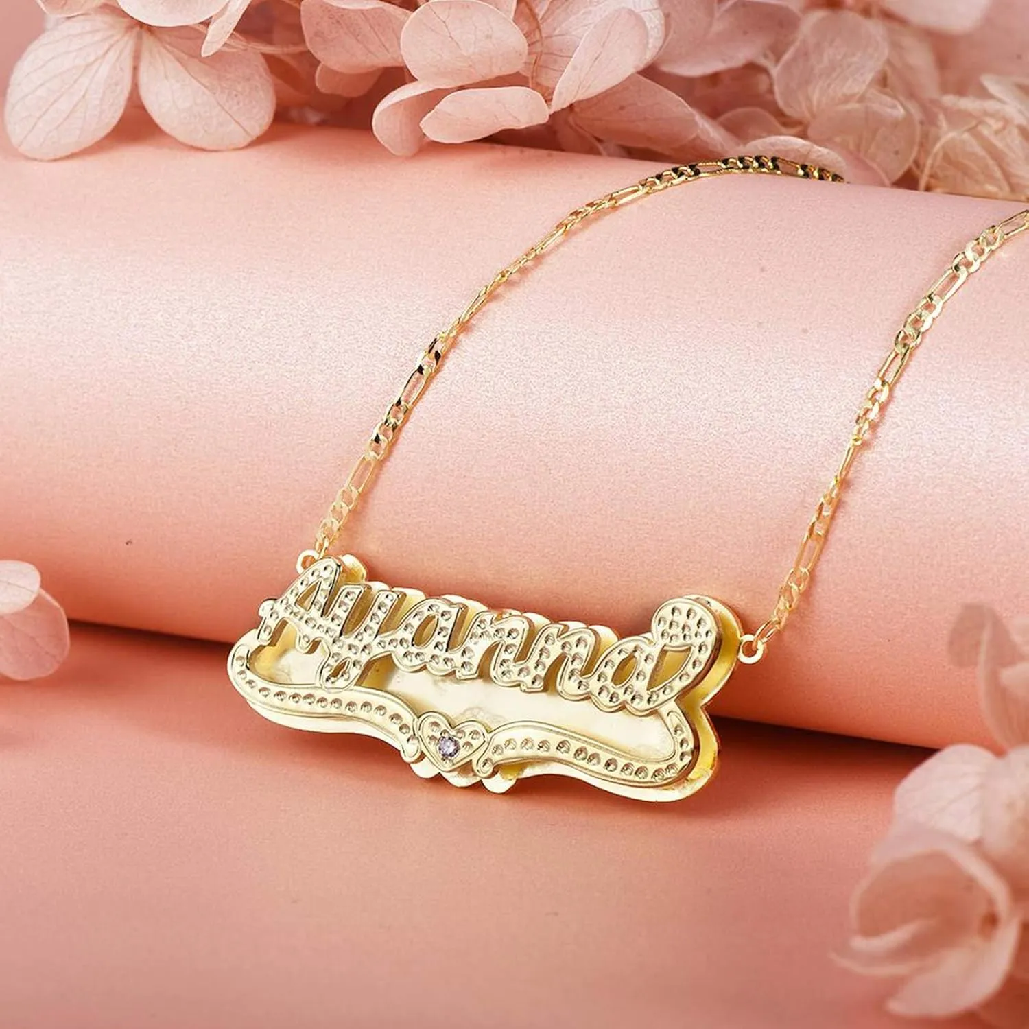 Double Plated Name Necklace Two Tone Custom Name Necklace Personalized 18K Gold Plated Nameplate Necklace Jewelry Gift for Women Girls