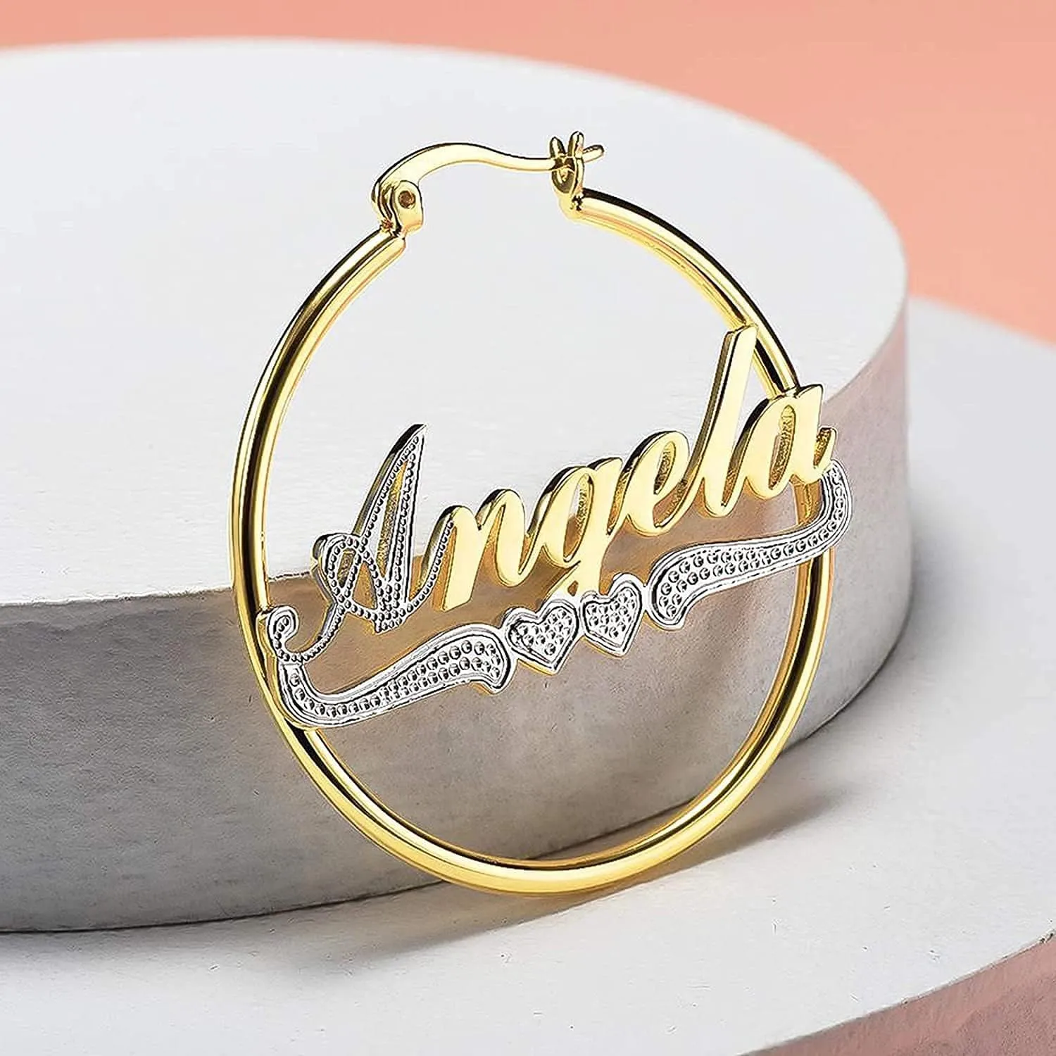 Double Plated Name Necklace Two Tone Custom Name Necklace Personalized 18K Gold Plated Nameplate Necklace Jewelry Gift for Women Girls