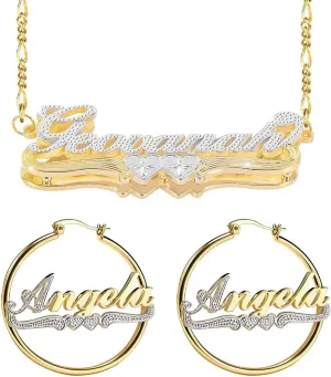 Double Plated Name Necklace Two Tone Custom Name Necklace Personalized 18K Gold Plated Nameplate Necklace Jewelry Gift for Women Girls