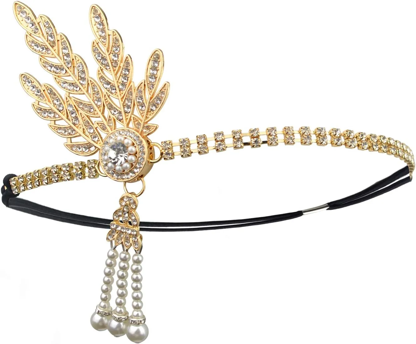 DRESHOW 1920s Great Gatsby Accessories for Women Flapper Headpiece Headband Gloves Costume Harlem Nights Accessories Set