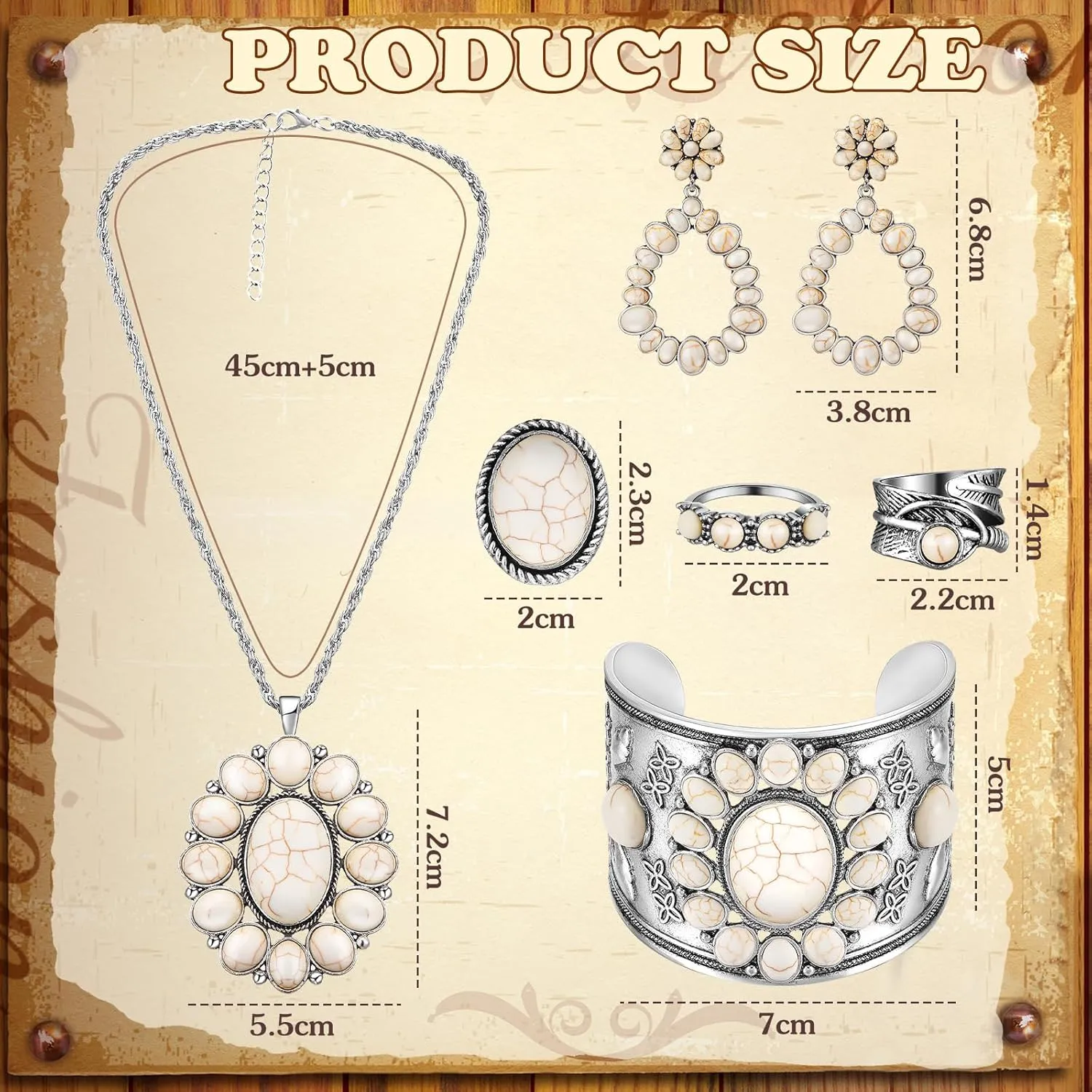 Ecally Bohemian Western Jewelry Turquoise Set Women Bohemian Pendant Long Choker Layered Bracelets Earrings Ring for Women