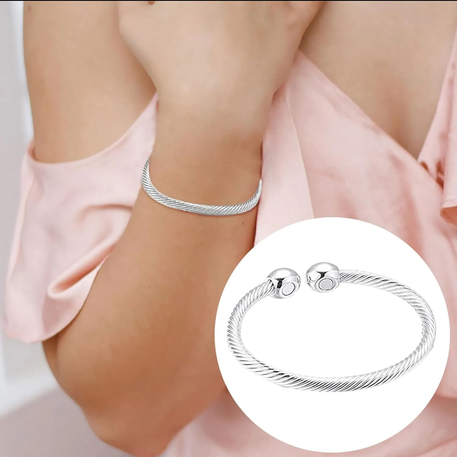 Elastic Adjustable Stainless Steel Cuff Bangle Bracelet for Mens Womens Silver Womens Bracelets