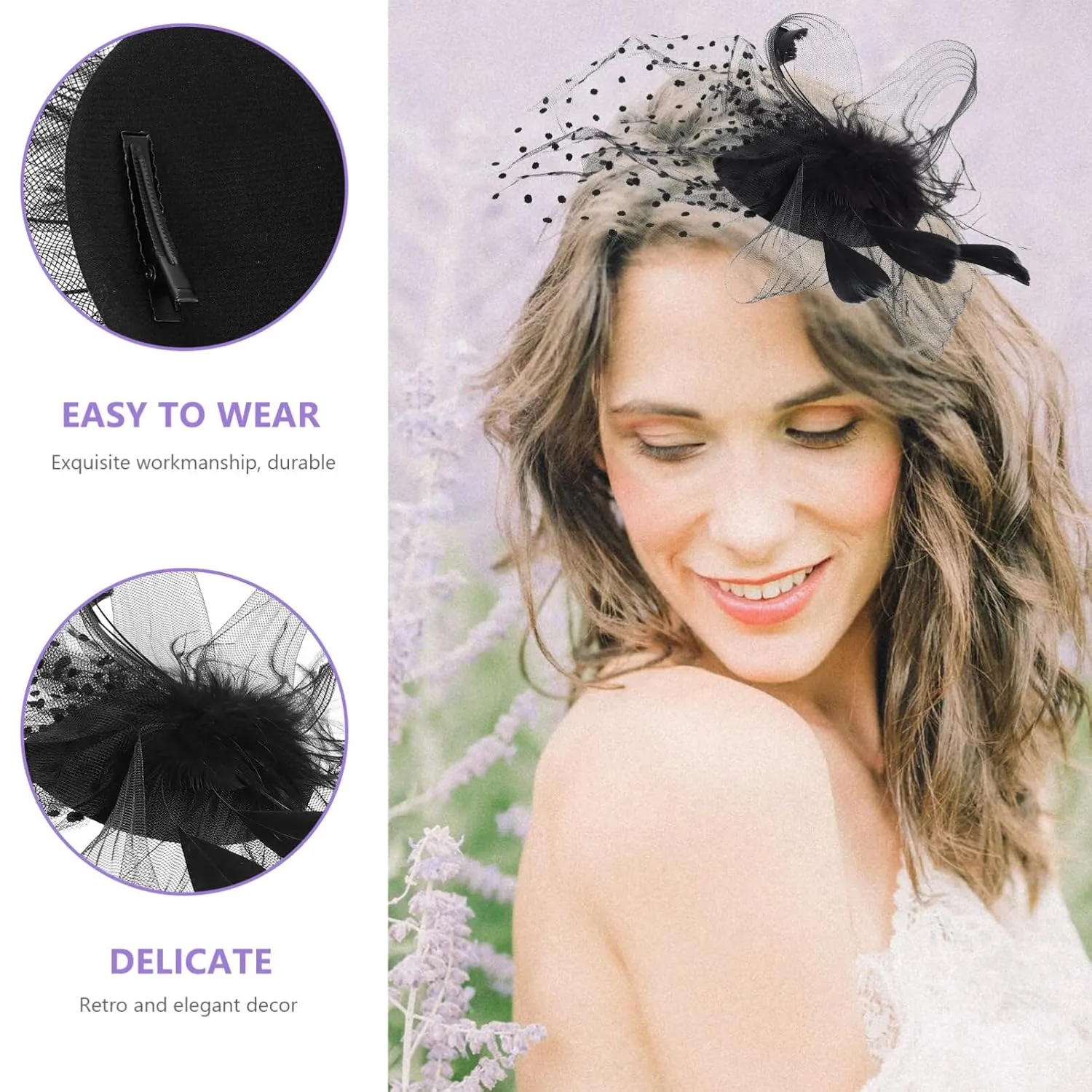 Elegant Bridal Headwear Set Wedding Party Gloves Hairpin Necklace Pearl Earrings Mesh Headband for Bride