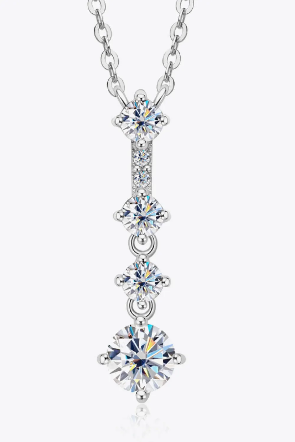 Elegant Moissanite Drop Pendant Necklace in Sterling Silver