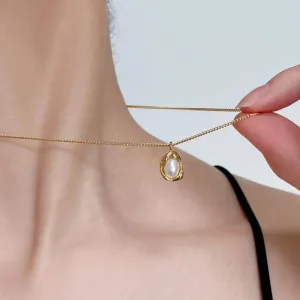 Elegant Pearl Pendant Necklace Single Pearl Necklace Pendant Gold Necklaces for Women