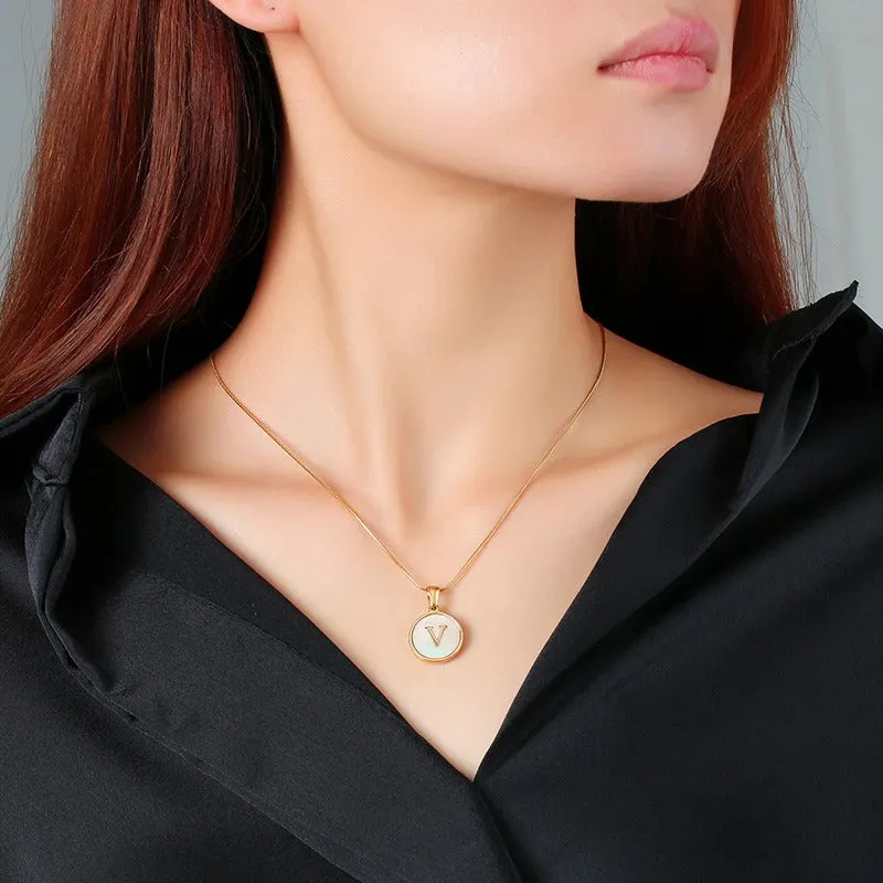 Elegant Square Shape A-Z Initial Letter Pendant Personalized Necklaces