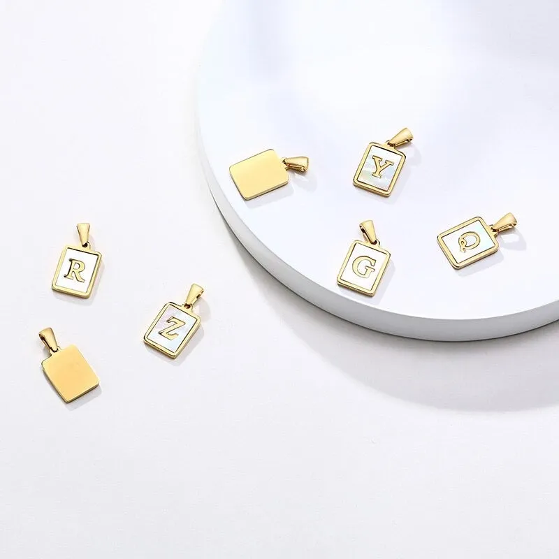 Elegant Square Shape A-Z Initial Letter Pendant Personalized Necklaces