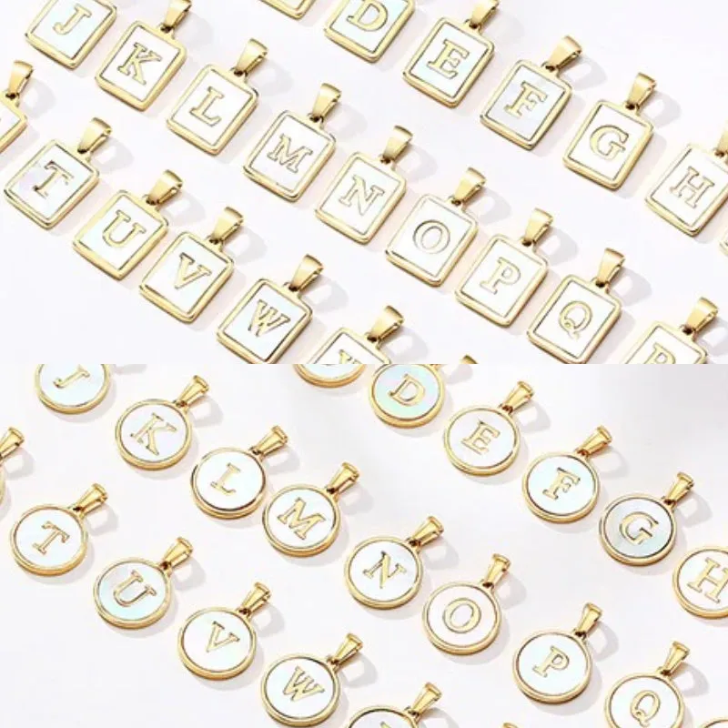 Elegant Square Shape A-Z Initial Letter Pendant Personalized Necklaces