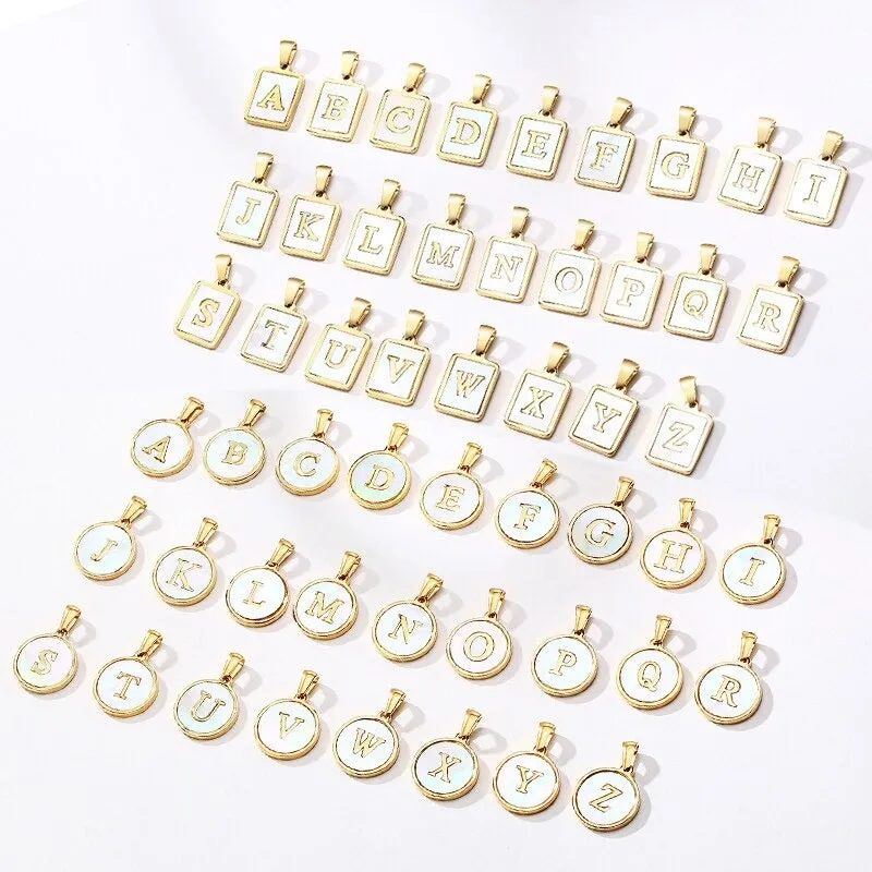 Elegant Square Shape A-Z Initial Letter Pendant Personalized Necklaces