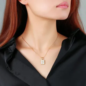 Elegant Square Shape A-Z Initial Letter Pendant Personalized Necklaces