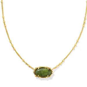 Elisa Bamboo Frame Pendant Necklace - Gold/Sage Serpentine