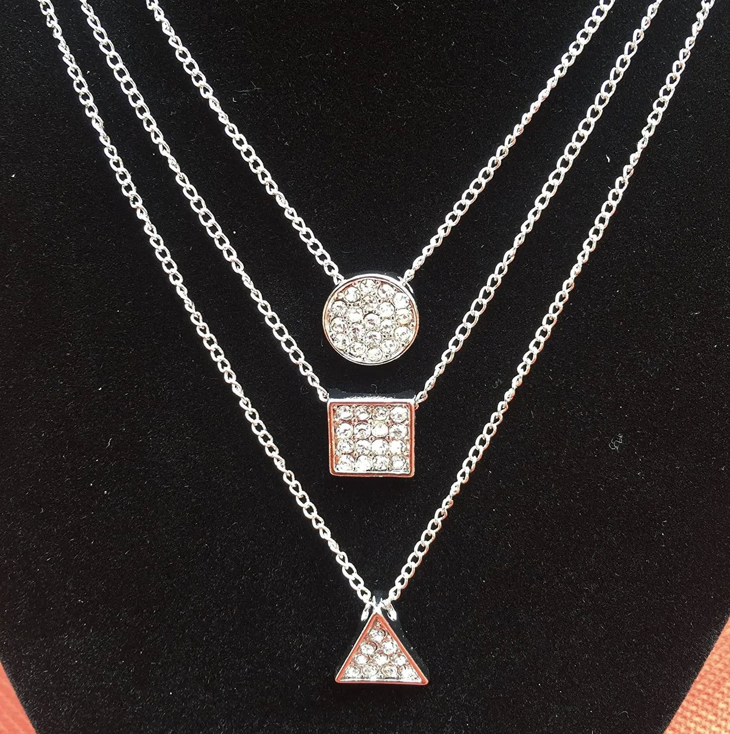 ELITE TREND Designer Style Crystal Jewelry Fashion Gold Color Alloy Colorful Rhinestone 3 PCS Necklaces Chains Set of 3 - Silver or Gold Plated Sun Moon Star Pendant 18 Inch Necklaces