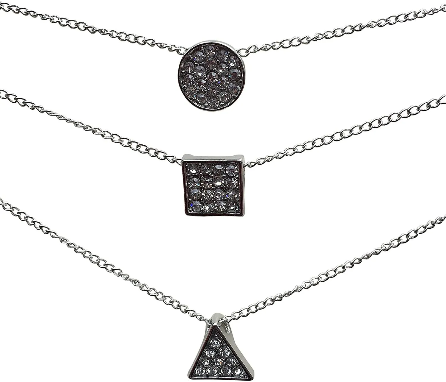 ELITE TREND Designer Style Crystal Jewelry Fashion Gold Color Alloy Colorful Rhinestone 3 PCS Necklaces Chains Set of 3 - Silver or Gold Plated Sun Moon Star Pendant 18 Inch Necklaces
