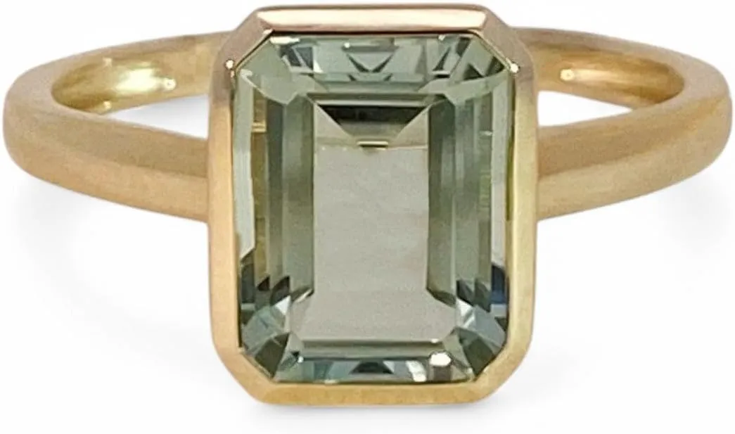 Emerald Cut Amethyst Engagement Ring Green Gemstone Women Promise Jewelry February Birthstone Solitaire Statement Ring Minimalist Gold Ring Valentine's Day Gift For Wife