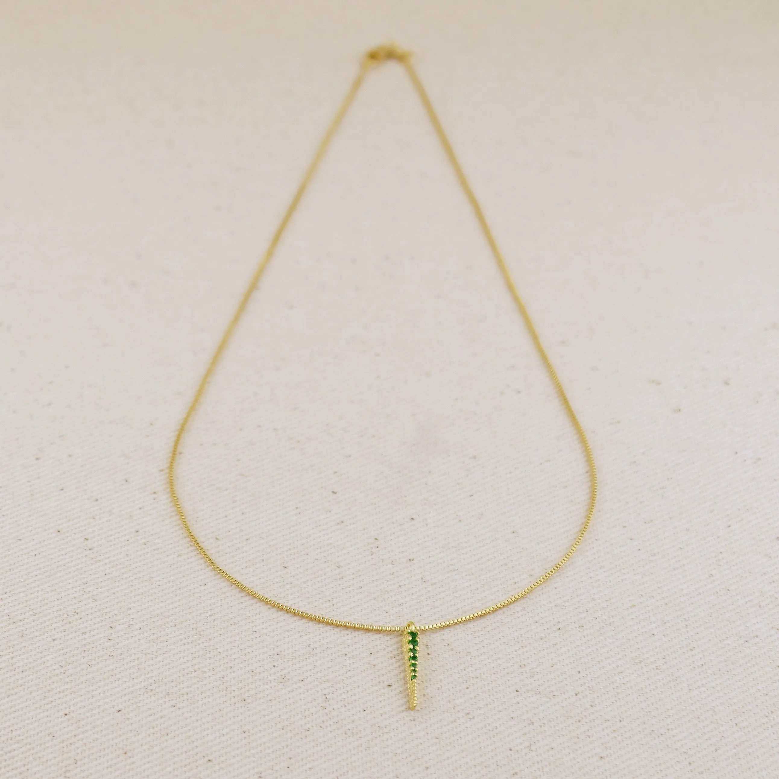 Emerald CZ Spear Necklace