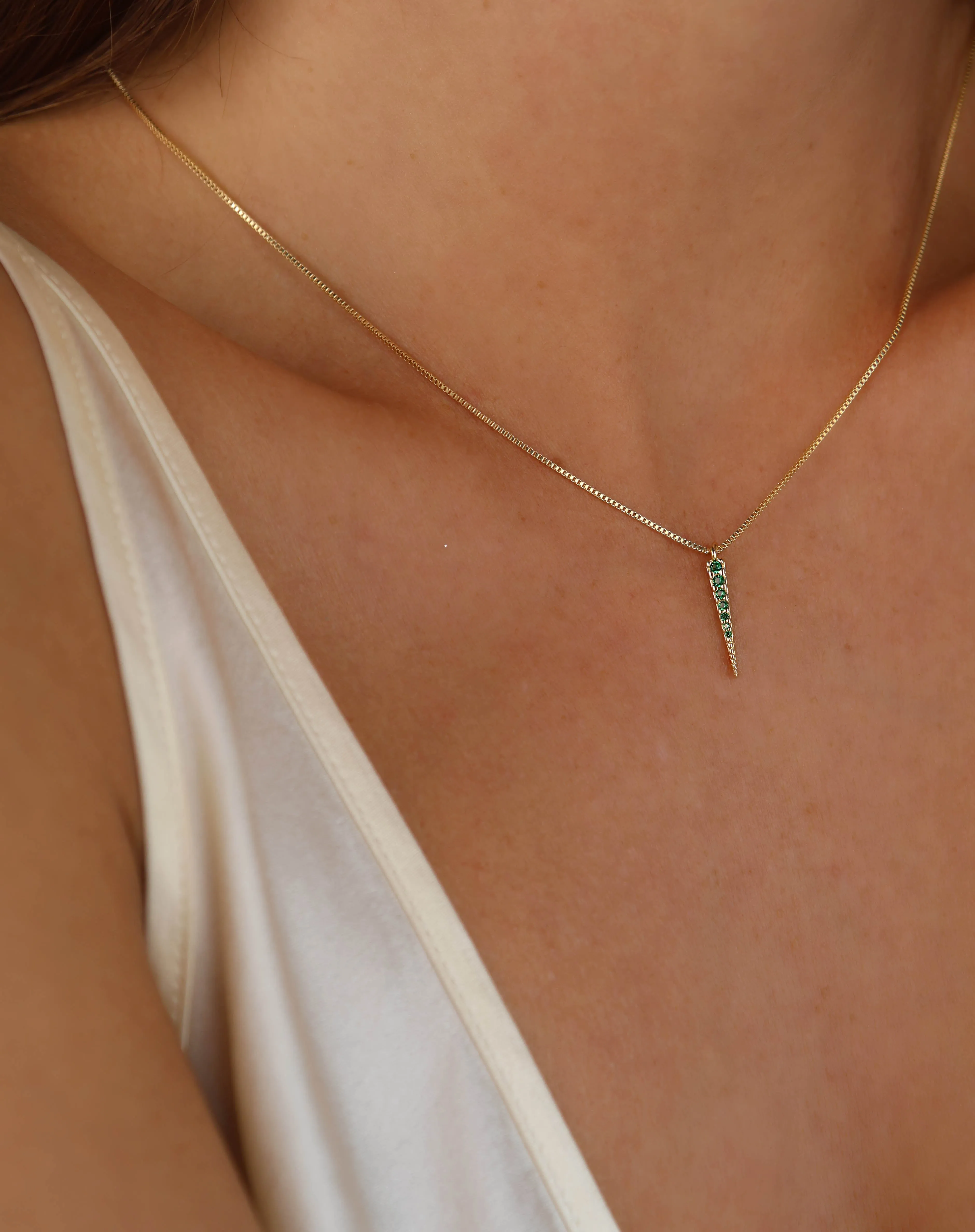 Emerald CZ Spear Necklace