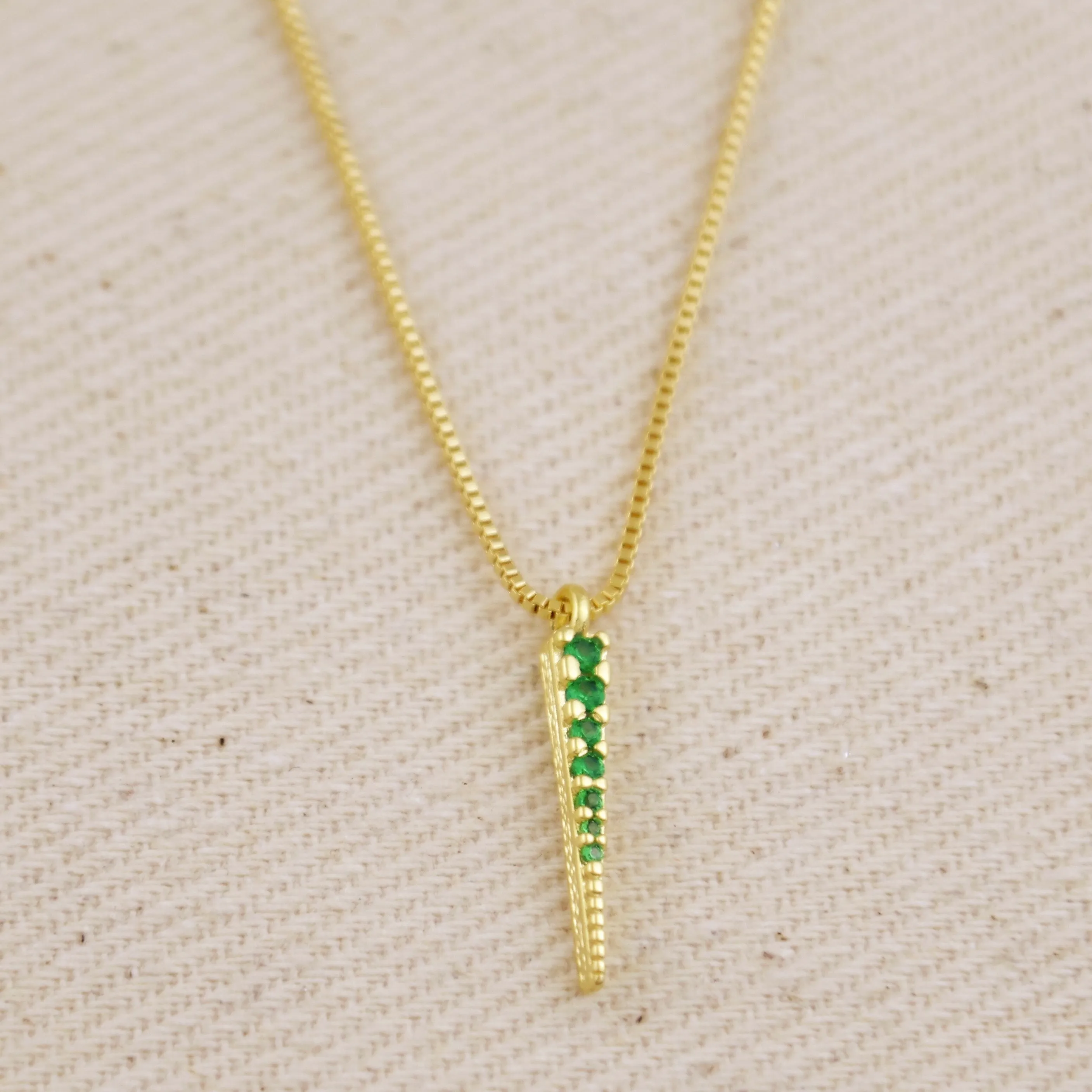 Emerald CZ Spear Necklace
