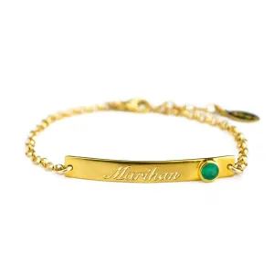 Engraved Gemstone Bar Bracelet, Birthstone Bracelet, Personalized Birthstone Bracelet, Bar with Gemstone Bracelet, Name Bar Bracelet