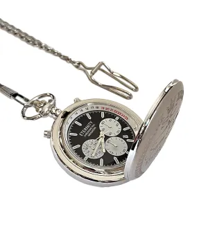 engraved pocket watch, Men's personalized gifts, Wedding, Graduation, Anniversary gift watch for him, laser engraved. (Silver)