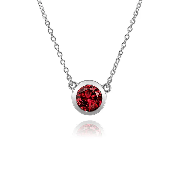 Essential Collection 14K White Gold Bezel Set Gemstone Pendant