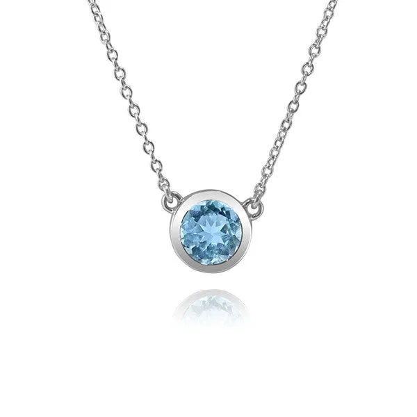 Essential Collection 14K White Gold Bezel Set Gemstone Pendant