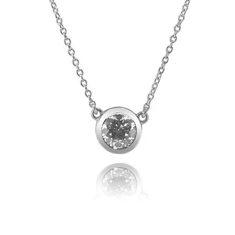 Essential Collection 14K White Gold Bezel Set Gemstone Pendant