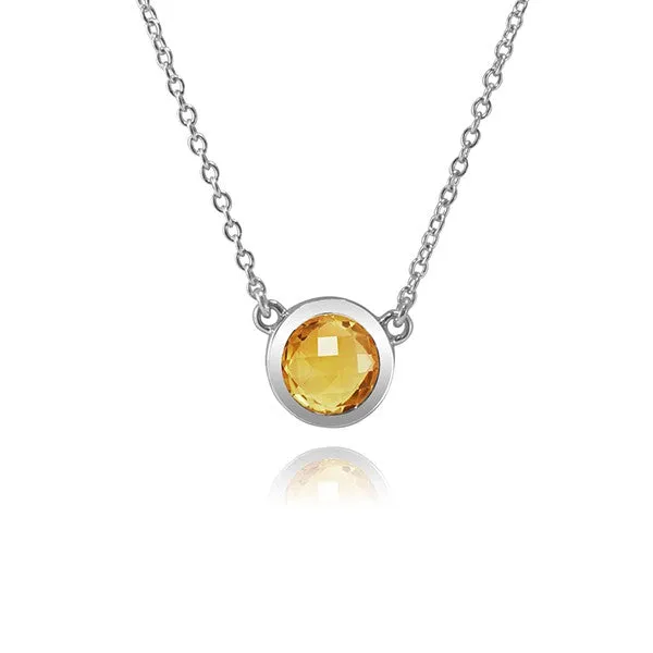 Essential Collection 14K White Gold Bezel Set Gemstone Pendant