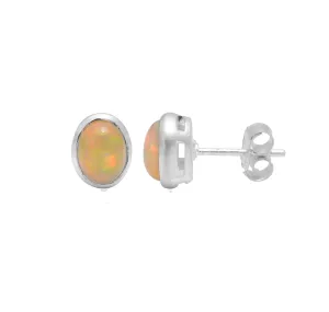 Ethiopian Opal Studs Sterling Silver Stud Earrings with Ethiopian Opal Gemstone Handmade Jewelry Minimalist Studs Dainty Stud Earrings