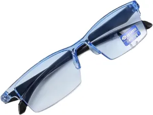 Even G1 Glasses Anti Blue Ray Reading Glasses Smart Automatic Zoom Reading Glasses Autofocus Power  1.0(100) ~  7.0(700) Half-Rim Unisex(Blue 1 pcs)