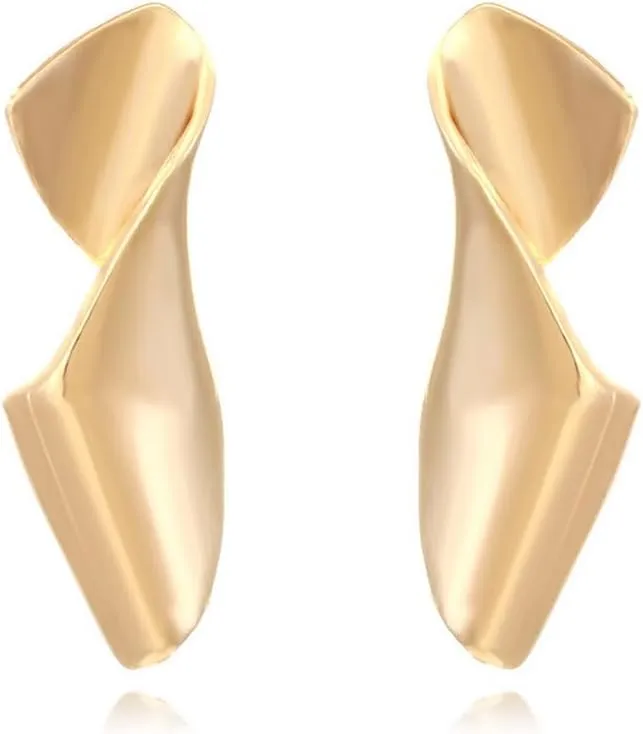 Exaggerated Gold Geometric Earrings for Women,Statement Large Earrings Punk Stylish Geometric Twist Irregular Earring Jewelry