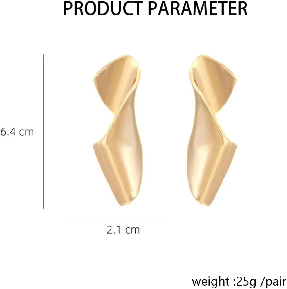 Exaggerated Gold Geometric Earrings for Women,Statement Large Earrings Punk Stylish Geometric Twist Irregular Earring Jewelry