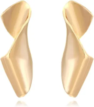Exaggerated Gold Geometric Earrings for Women,Statement Large Earrings Punk Stylish Geometric Twist Irregular Earring Jewelry